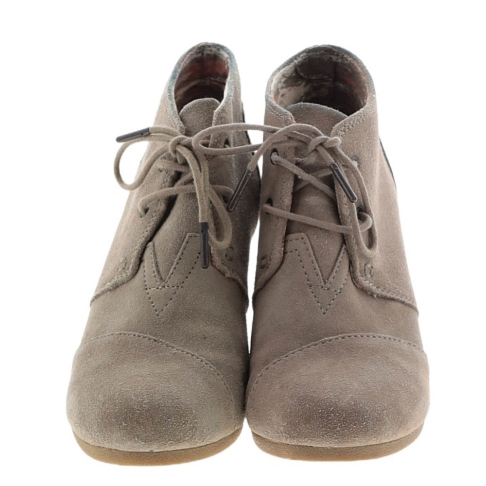 Toms Suede Ankle Booties, Taupe, Size 10M